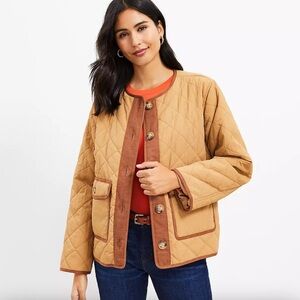 Loft Quilted Field Jacket Size Small NWT Chore Coat Lightweight Button Down Tan